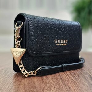 GUESS CARTERA MUJER INDIRA SHINY LOGO CROSSBODY NEGRO MONOGRAMA