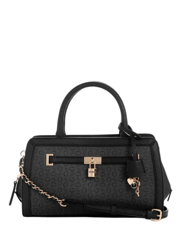 GUESS CARTERA SATCHEL FONTELLA CON LOGO NEGRO